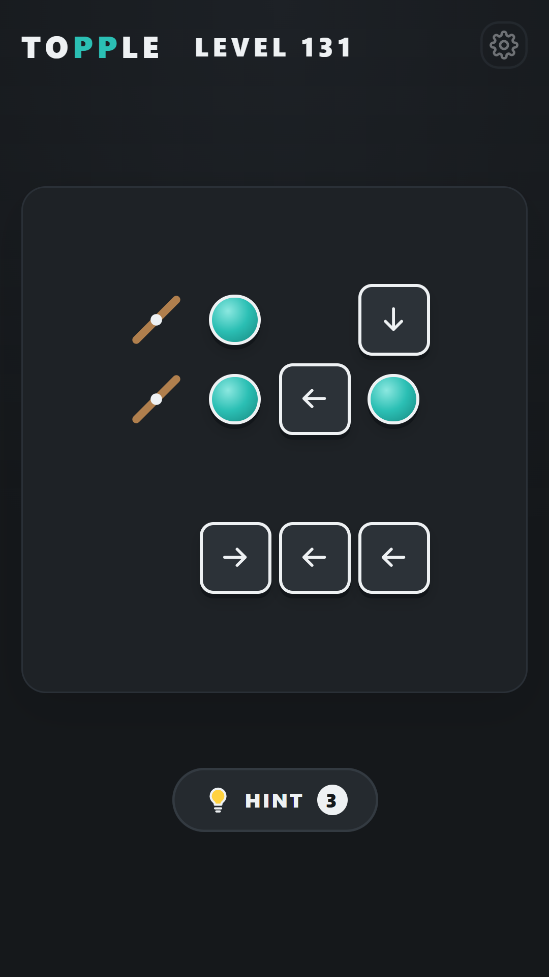 A Topple level in the dark theme