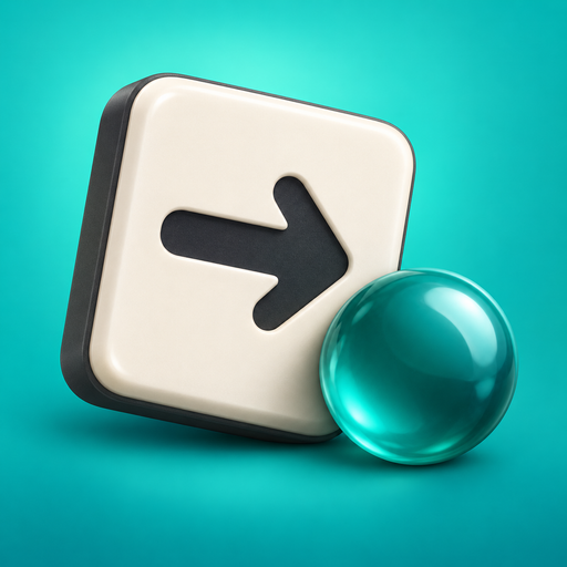 The Topple app icon: an arrow tile beside a teal marble